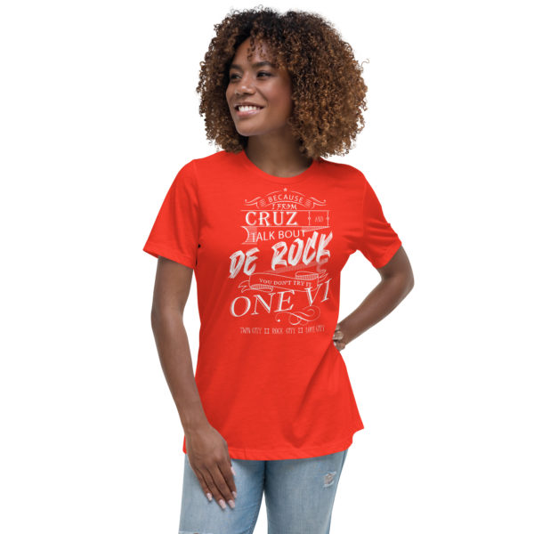 CRUZ TALK BOUT ROCK (DARK COLORS) - Women's Relaxed T-Shirt - Image 4