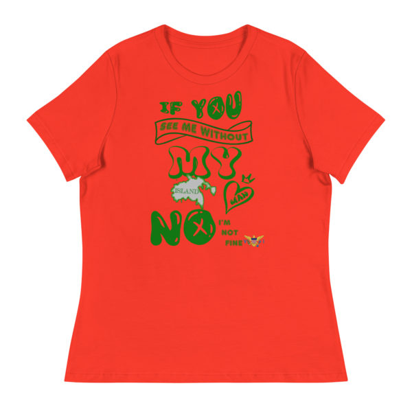 NOT OK WITHOUT MY ISLAND MAN STJ (DARK COLORS) - Women's Relaxed T-Shirt - Image 4